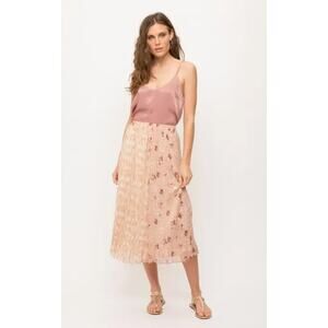 Blush Floral Midi Skirt Flowy Mixed Print Size Medium